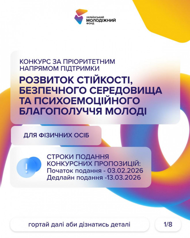 До 13 березня можна подати заявку на грант для підтримки молоді